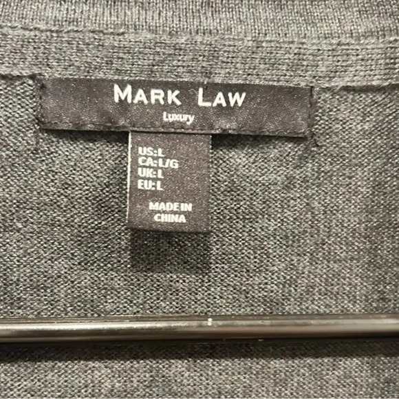 Mark Law Luxury Wool Blend Charcoal Gray‎ Sweater Cardigan size Large - Picture 6 of 7